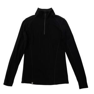 Women's Ibex Woolies 2 Quarter Zip Top - Black - 100% Merino Wool - Size S